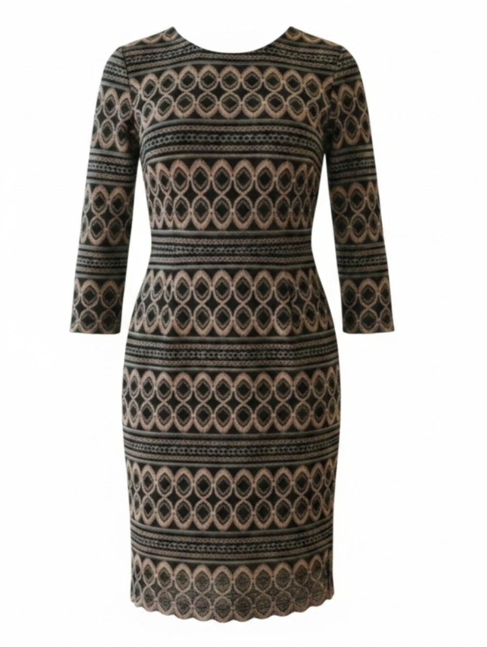 CACHE | CROCHETED LACE COCKTAIL BODYCON QUARTER SLEEVE DRESS